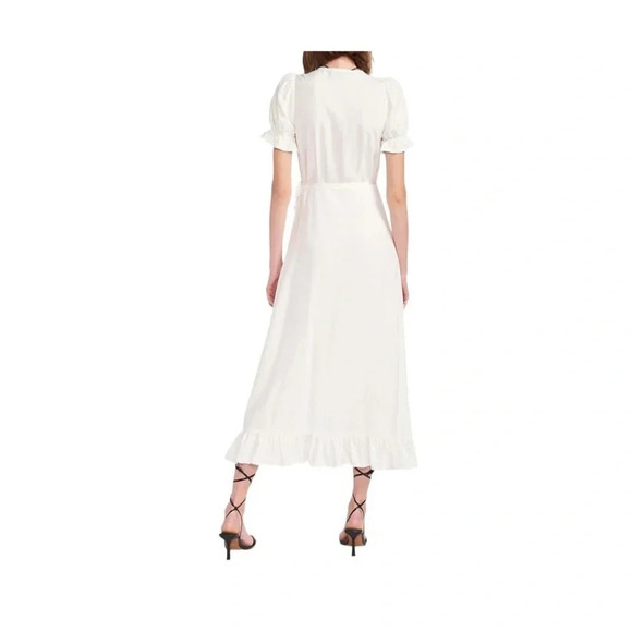 En Saison Nala Ruffled Wrap Midi Dress | White  | Size M Costal Cowgirl Beach - Picture 10 of 10